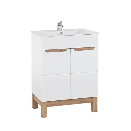 Set mobilier baie Bali White, MDF, PAL melaminat, alb, L.60 cm, lavoar Lava, SET-BW LAVA 60CM
