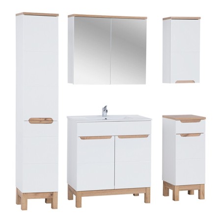Set mobilier baie Bali White, MDF, PAL melaminat, alb, L.80 cm, dulap inalt H.187 cm, SET-BW LAVA 80CM 804 1