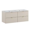 Set mobilier de baie Dalia Cashmere, PAL melaminat, cashmir mat, L.120 cm, lavoare Lava, SET-DC 120CM UM. LAVA