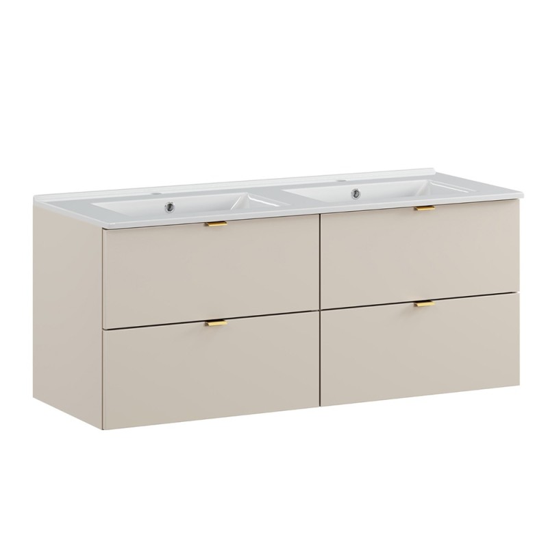 Set mobilier de baie Dalia Cashmere, PAL melaminat, cashmir mat, L.120 cm, lavoare Lava, SET-DC 120CM UM. LAVA