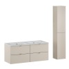Set mobilier de baie Dalia Cashmere, PAL melaminat, cashmir mat, L.120 cm, lavoare Lava, dulap inalt H.160 cm, SET-DC 120CM UM. LAVA HC