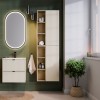 Set de mobilier cu semicoloana si set de rafturi Dalia Cashmere, PAL melaminat, cashmir mat/stejar cremona, H.160 cm, SET-DC 2SP 2UR