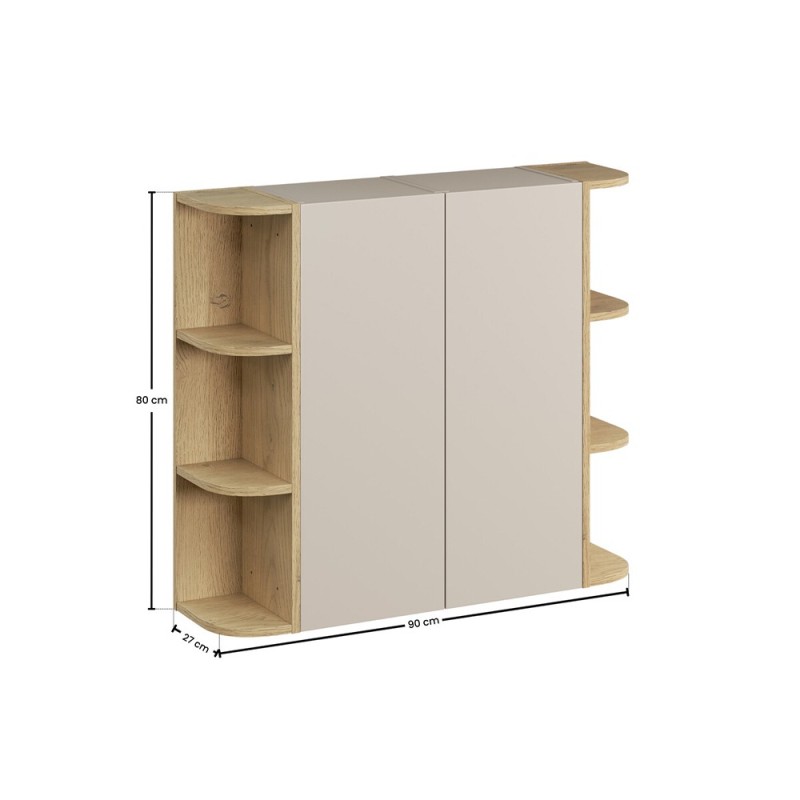Set de mobilier cu semicoloana si set de rafturi Dalia Cashmere, PAL melaminat, cashmir mat/stejar cremona, H.160 cm, SET-DC 2SP 2URSM