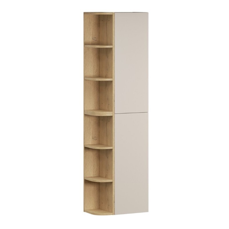 Set de mobilier cu semicoloana si set de rafturi Dalia Cashmere, PAL melaminat, cashmir mat/stejar cremona, H.160 cm, SET-DC 2SP 2URSM