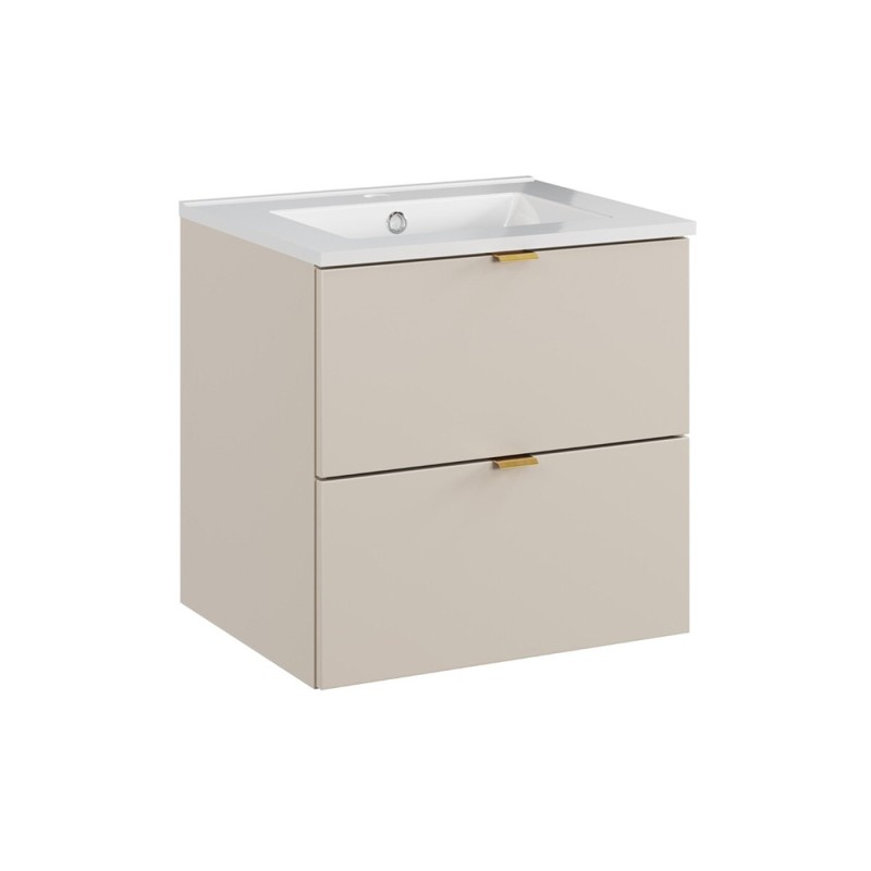 Set mobilier de baie Dalia Cashmere, PAL melaminat, cashmir mat, L.50 cm, lavoar Lava, SET-DC 50CM UM LAVA WH