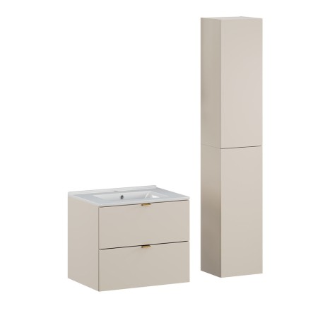 Set mobilier de baie Dalia Cashmere, PAL melaminat, cashmir mat, L.120 cm, lavoar Lava, dulap inalt H.160 cm, SET-DC 60CM UM LAVA WH HC