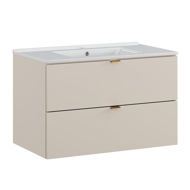 Set mobilier de baie Dalia Cashmere, PAL melaminat, cashmir mat, L.80 cm, lavoar Lava, SET-DC 80CM UM LAVA WH