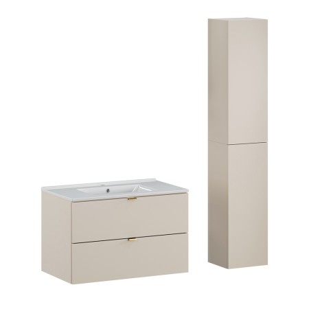 Set mobilier de baie Dalia Cashmere, PAL melaminat, cashmir mat, L.80 cm, lavoar Lava, dulap inalt H.160 cm, SET-DC 80CM UM LAVA WH HC