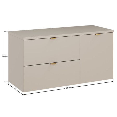 Set mobilier de baie Dalia Cashmere, PAL melaminat, cashmir mat, blat cashmir mat, L.100 cm, SET-DC B 100CM LB