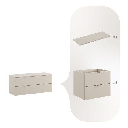 Set mobilier de baie Dalia Cashmere, PAL melaminat, cashmir mat, blat cashmir mat, L.120 cm, SET-DC B 120CM