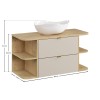 Set mobilier baie Dalia Cashmere, PAL melaminat, cashmir mat, blat stejar cremona, L.100 cm, lavoar Cloud, SET-DC B CREMONA 100CM UN CLOUD LRSM
