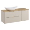 Set mobilier de baie Dalia Cashmere, PAL melaminat, cashmir mat, blat natural cremona, L.120 cm, lavoar Lena, SET-DC B CREMONA 120CM UN LENA LB