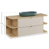 Set mobilier baie Dalia Cashmere, PAL melaminat, cashmir mat, blat stejar cremona, L.120 cm, lavoar River, SET-DC B CREMONA 120CM UN RIVER LRSM