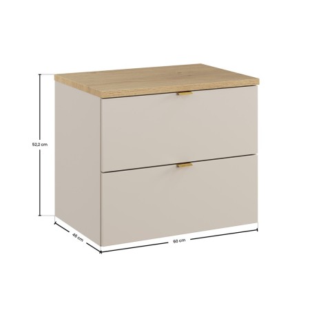 Set mobilier baie Dalia Cashmere, PAL melaminat, cashmir mat, blat stejar cremona, L.60 cm, SET-DC B CREMONA 60CM