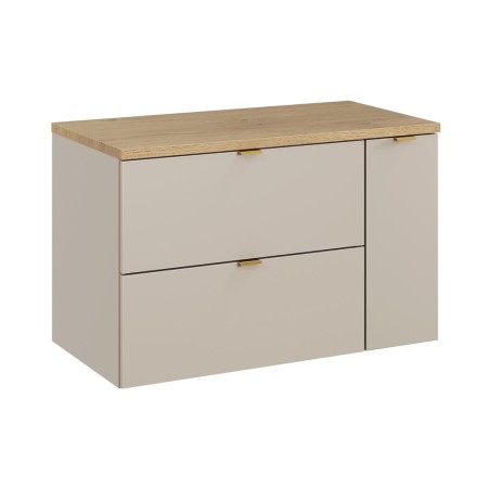 Set mobilier de baie Dalia Cashmere, PAL melaminat, cashmir mat, blat stejar cremona, L.80 cm, SET-DC B CREMONA 80CM LC