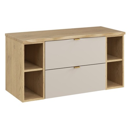 Set mobilier baie Dalia Cashmere, PAL melaminat, cashmir mat, blat natural cremona, L.100 cm, SET-DC B NAT CREMONA 100CM