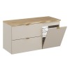 Set mobilier de baie Dalia Cashmere, PAL melaminat, cashmir mat, blat natural cremona, L.100 cm, SET-DC B NAT CREMONA 100CM LB