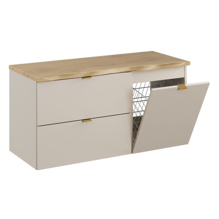 Set mobilier de baie Dalia Cashmere, PAL melaminat, cashmir mat, blat natural cremona, L.100 cm, SET-DC B NAT CREMONA 100CM LB