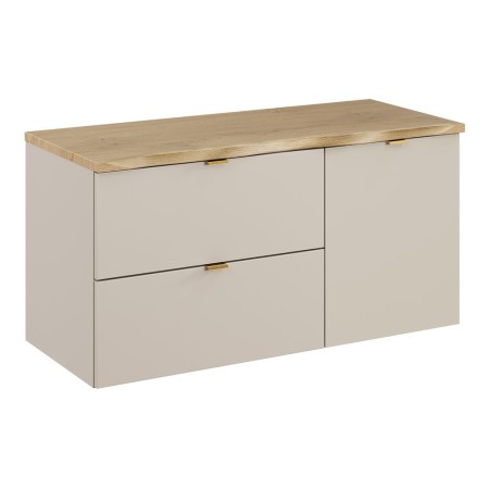 Set mobilier de baie Dalia Cashmere, PAL melaminat, cashmir mat, blat natural cremona, L.100 cm, SET-DC B NAT CREMONA 100CM LB