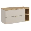Set mobilier baie Dalia Cashmere, PAL melaminat, cashmir mat, blat natural cremona, L.100 cm, SET-DC B NAT CREMONA 100CM LR