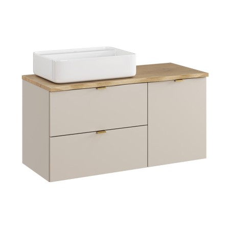Set mobilier baie Dalia Cashmere, PAL melaminat, cashmir mat, blat natural cremona, L.100 cm, lavoar Magic, SET-DC B NAT CREMONA 100CM UN MAGIC LB