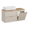 Set mobilier baie Dalia Cashmere, PAL melaminat, cashmir mat, blat natural cremona, L.100 cm, lavoar Magic, SET-DC B NAT CREMONA 100CM UN MAGIC LB