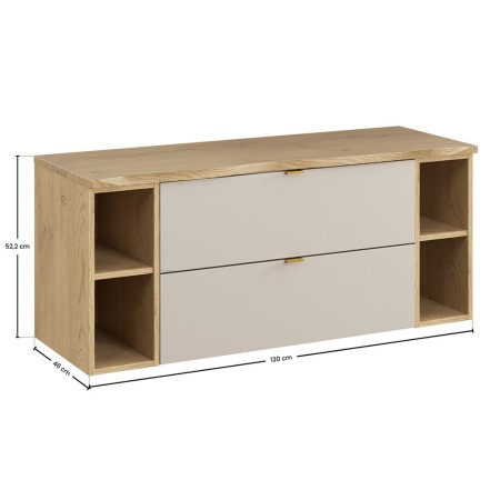 Set mobilier de baie Dalia Cashmere, PAL melaminat, cashmir mat, blat natural cremona, L.120 cm, SET-DC B NAT CREMONA 120CM