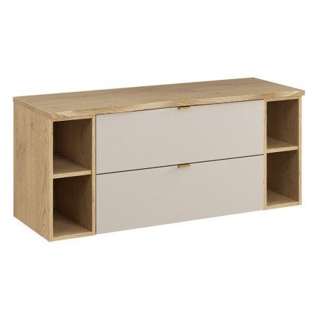 Set mobilier de baie Dalia Cashmere, PAL melaminat, cashmir mat, blat natural cremona, L.120 cm, SET-DC B NAT CREMONA 120CM