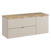 Set mobilier de baie Dalia Cashmere, PAL melaminat, cashmir mat, blat natural cremona, L.120 cm, SET-DC B NAT CREMONA 120CM LB