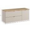 Set mobilier de baie Dalia Cashmere, PAL melaminat, cashmir mat, blat natural cremona, L.120 cm, SET-DC B NAT CREMONA 120CM LB