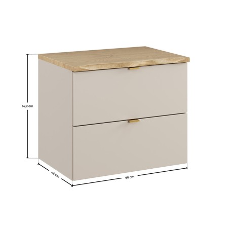 Set mobilier baie Dalia Cashmere, PAL melaminat, cashmir mat, blat natural cremona, L.60 cm, SET-DC B NAT CREMONA 60CM