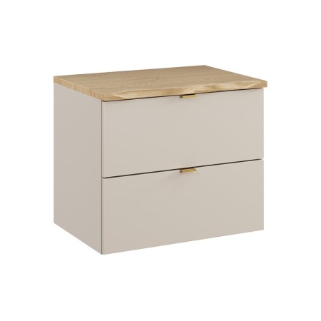 Set mobilier baie Dalia Cashmere, PAL melaminat, cashmir mat, blat natural cremona, L.60 cm, SET-DC B NAT CREMONA 60CM