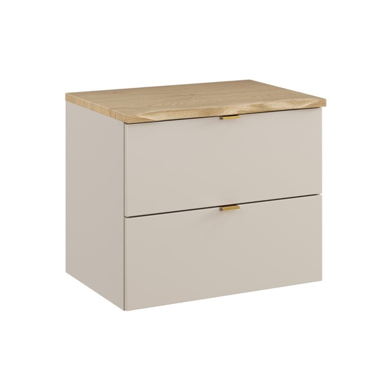 Set mobilier baie Dalia Cashmere, PAL melaminat, cashmir mat, blat natural cremona, L.60 cm, SET-DC B NAT CREMONA 60CM