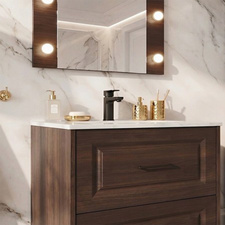 Set mobilier de baie Dorothy Ristretto, MDF, PAL melaminat, stejar ristretto, lavoar GO, L.60 cm, SET-DOR 60CM GO