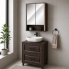 Set mobilier de baie Dorothy Ristretto, MDF, PAL melaminat, stejar ristretto, lavoar Smile, dulap suspendat, L.60 cm, SET-DOR B 60CM UN SMILE MC
