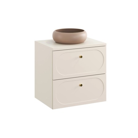 Set mobilier baie Donna Sand, MDF, PAL melaminat, bej nisipiu, blat bej nisipiu, L.60 cm, lavoar Wiki, SET-DS B SAND 60CM UN WIKI MC