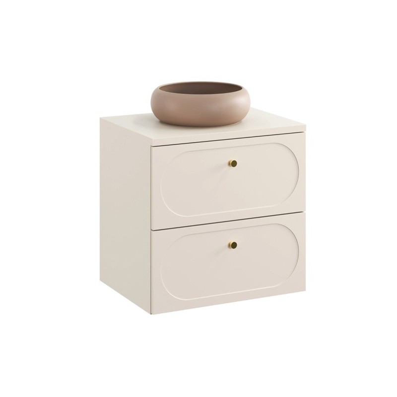 Set mobilier baie Donna Sand, MDF, PAL melaminat, bej nisipiu, blat bej nisipiu, L.60 cm, lavoar Wiki, SET-DS B SAND 60CM UN WIKI MC