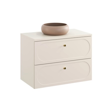 Set mobilier baie Donna Sand, MDF, PAL melaminat, bej nisipiu, blat bej nisipiu, L.80 cm, lavoar Wiki, SET-DS B SAND 80CM UN WIKI MC