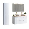 Set mobilier baie Fiji White, MDF, PAL melaminat, alb, L.120 cm, lavoare Pati, oglinda perete Juliet, dulap inalt H.166 cm, SET-FW B 120CM UN.PATI-MW3 1