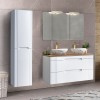 Set mobilier baie Fiji White, MDF, PAL melaminat, alb, L.120 cm, lavoare Pati, oglinda perete Juliet, dulap inalt H.166 cm, SET-FW B 120CM UN.PATI-MW3 1