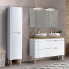 Set mobilier baie Fiji White, MDF, PAL melaminat, alb, L.120 cm, lavoare Pati, oglinda perete Juliet, dulap inalt H.166 cm, SET-FW B 120CM UN.PATI-MW3 2