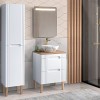Set mobilier baie Fiji White, MDF, PAL melaminat, alb, blat stejar coast evoke, L.60 cm, lavoar Pati, oglinda Bianca, dulap inalt H.166 cm, SET-FW B 60CM UN.PATI-MW3 2