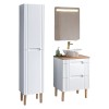 Set mobilier baie Fiji White, MDF, PAL melaminat, alb, blat stejar coast evoke, L.60 cm, lavoar Pati, oglinda Bianca, dulap inalt H.166 cm, SET-FW B 60CM UN.PATI-MW3 2