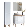 Set mobilier baie Fiji White, MDF, PAL melaminat, alb, blat stejar coast evoke, L.80 cm, lavoar Lena, oglinda Juliet, dulap inalt H.166 cm, SET-FW B 80CM UN.LENA-MW17 1