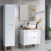Set mobilier baie Fiji White, MDF, PAL melaminat, alb, blat stejar coast evoke, L.80 cm, lavoar Lena, oglinda Juliet, dulap inalt H.166 cm, SET-FW B 80CM UN.LENA-MW17 1