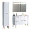 Set mobilier baie Fiji White, MDF, PAL melaminat, alb, L.120 cm, lavoare Lava, oglinda perete Bianca, dulap inalt H.166 cm, SET-FW LAVA 120CM 1