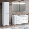 Set mobilier baie Fiji White, MDF, PAL melaminat, alb, L.120 cm, lavoare Lava, oglinda perete Bianca, dulap inalt H.166 cm, SET-FW LAVA 120CM 1