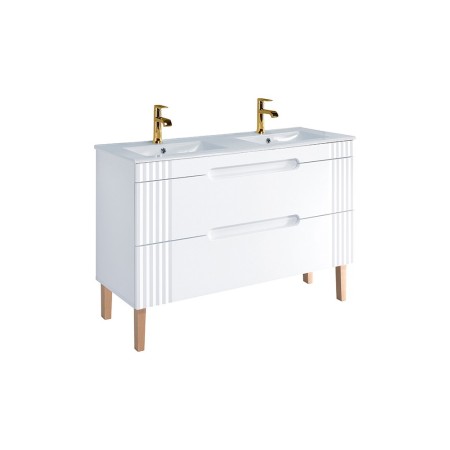 Set mobilier baie Fiji White, MDF, PAL melaminat, alb, L.120 cm, lavoare Lava, SET-FW LAVA 120CM