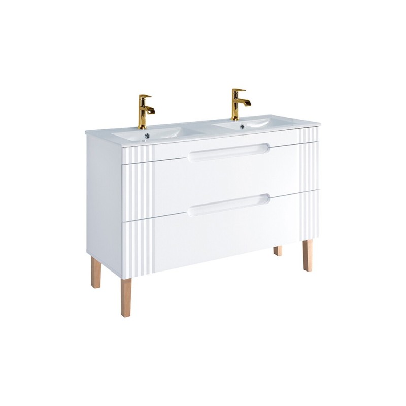 Set mobilier baie Fiji White, MDF, PAL melaminat, alb, L.120 cm, lavoare Lava, SET-FW LAVA 120CM