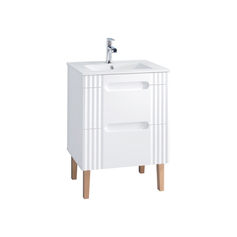 Set mobilier baie Fiji White, MDF, PAL melaminat, alb, L.60 cm, lavoar Lava, SET-FW LAVA 60CM